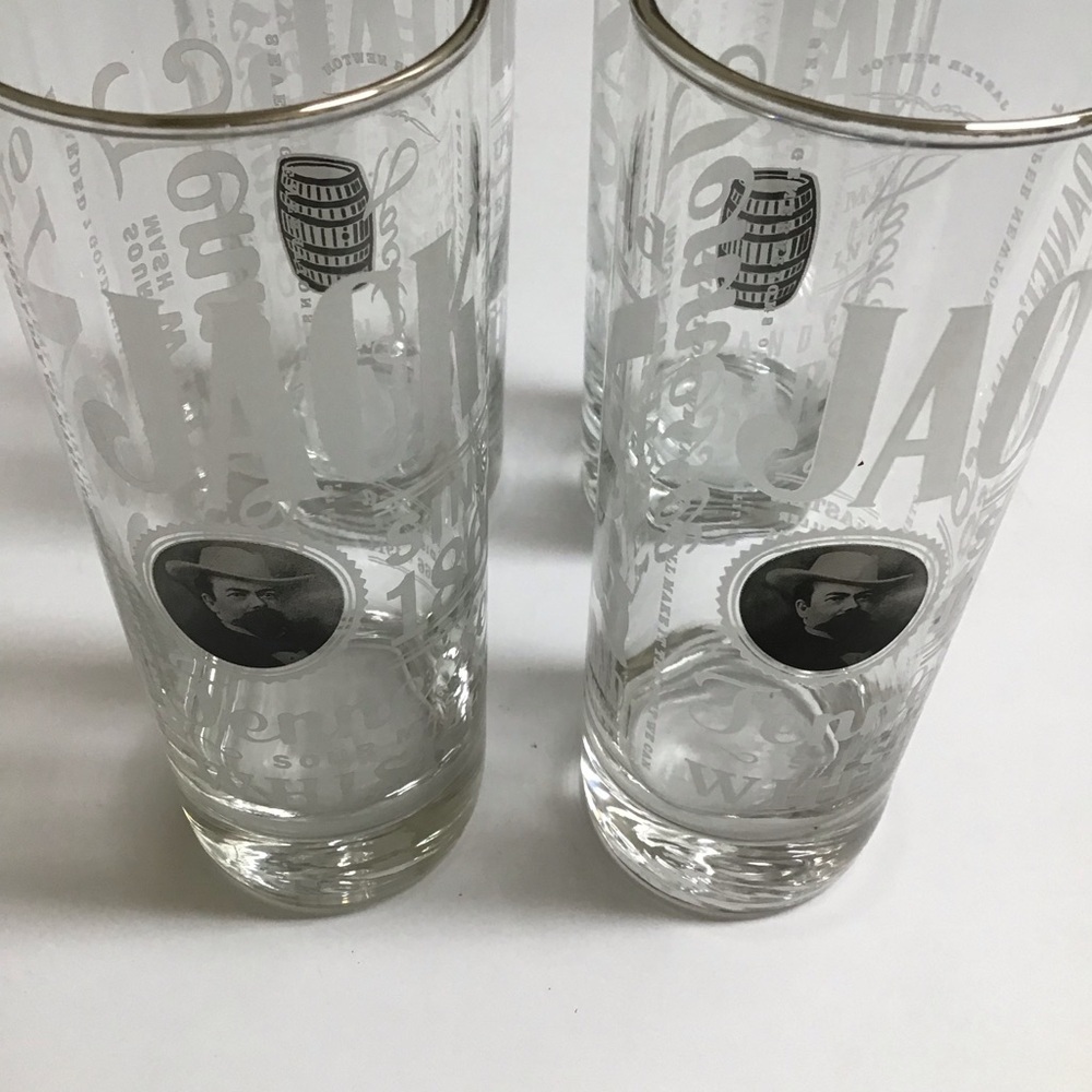 Jack Daniels Whiskey 4 Highball Tumbler Glasses Tall Boy 10 oz Old No. 7 Bar USA - Picture 5 of 16